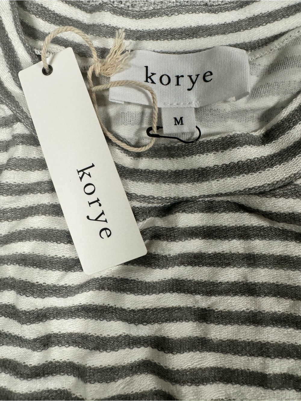 Kori Women's Striped Long Sleeve Crew Neck Top - Gray & White - Picture 2 of 2